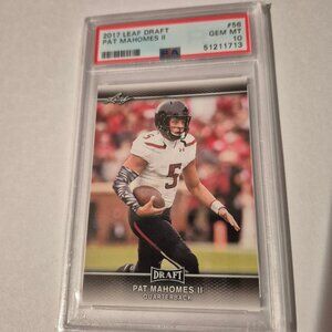 PATRICK MAHOMES ROOKIE CARD 2017 LEAF DRAFT GEM MINT 10 PSA#56